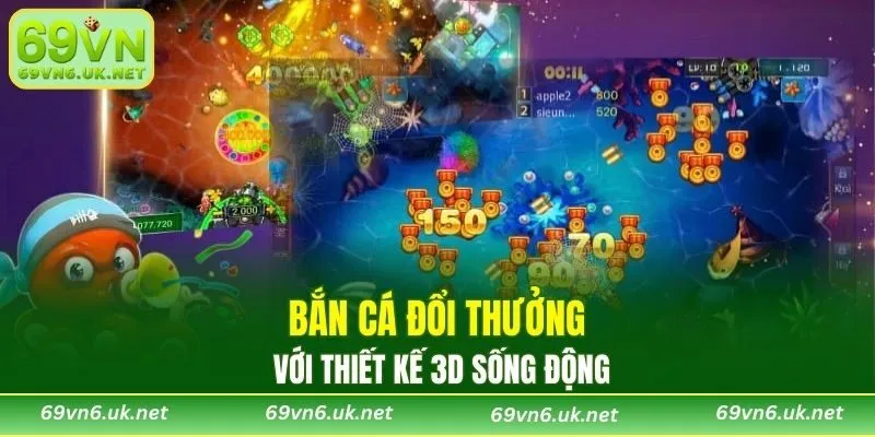 Bắn cá đổi thưởng với thiết kế 3D sống động